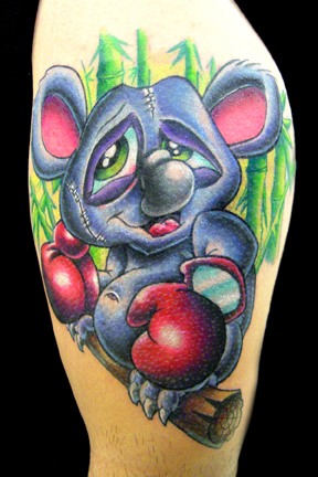 Tattoos - boxing kuala bear with bamboo tattoo - 14991